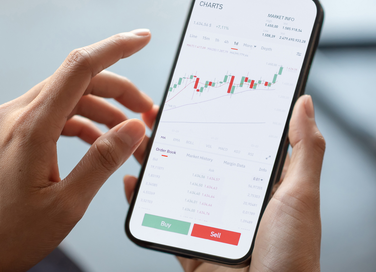 Person looking at a graph