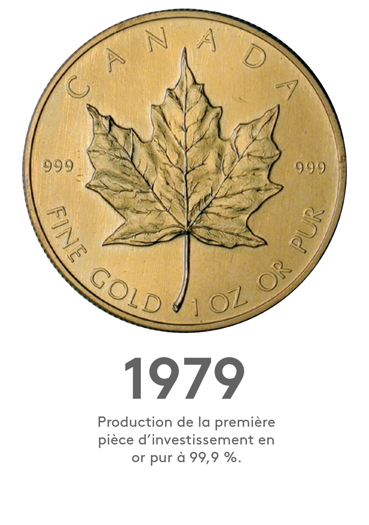 1979 : production de la première pièce d’investissement en or pur à 99,9 %