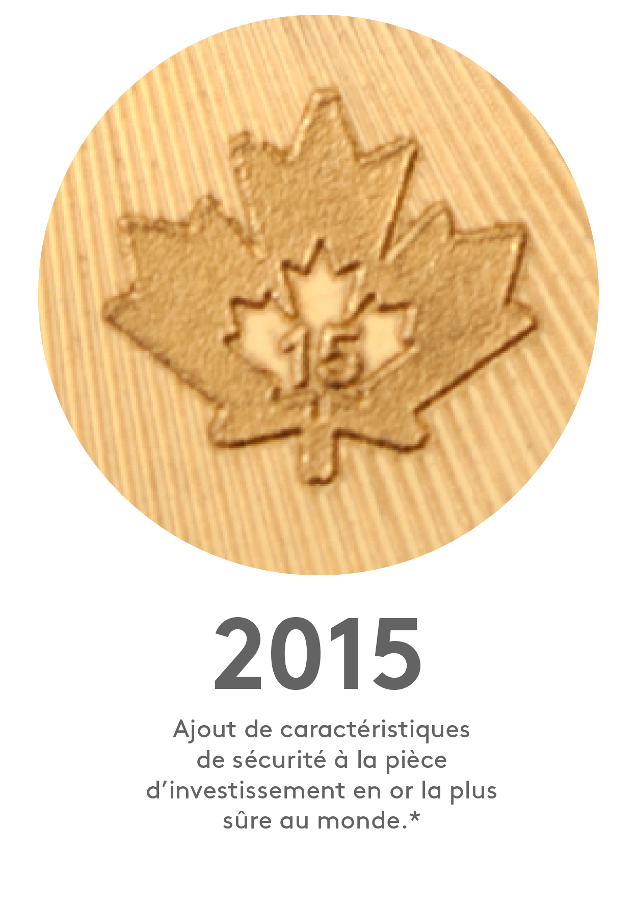 2015 : ajout de caractéristiques de sécurité à la pièce d’investissement en or la plus sûre au monde.*