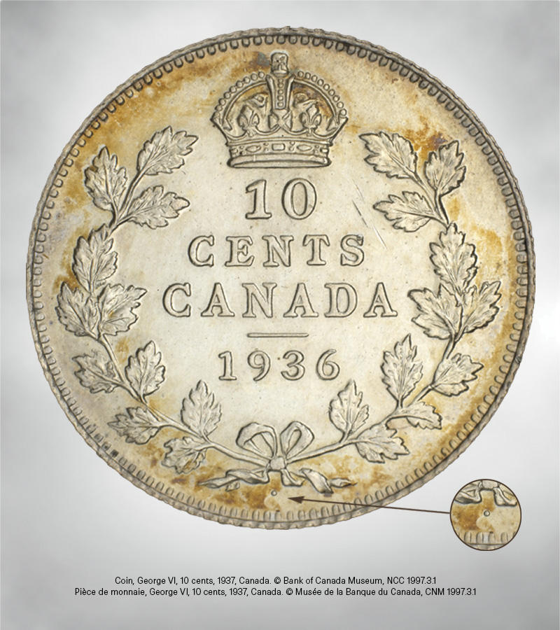 The famous 1936 dot dime