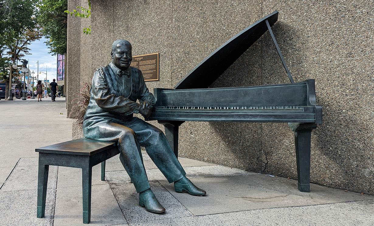 Oscar Peterson statue outside the national Arts Centre in Ottawa, Ontario