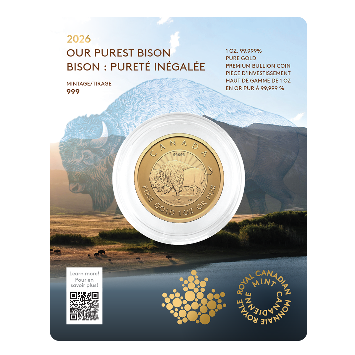 2026 Our Purest Bison – 1 oz. 99.999% Pure Gold Coin (Premium Bullion)