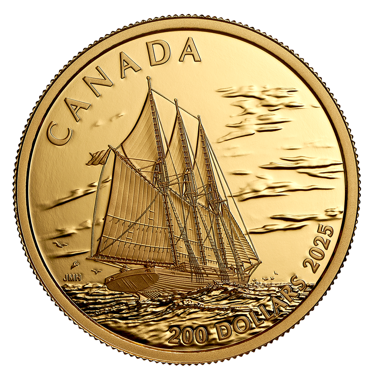 Tall Ships: Three-masted Schooner – Pure Gold Coin