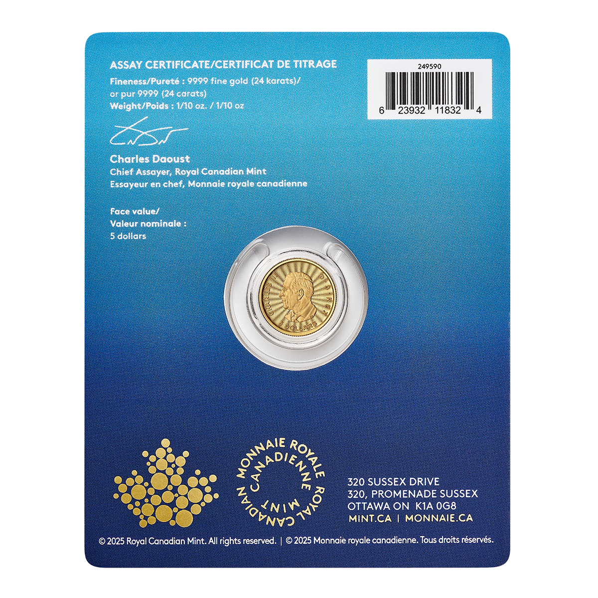 2025 The Majestic Polar Bear – 1/10 oz. 99.99% Pure Gold Coin (Premium Bullion) 