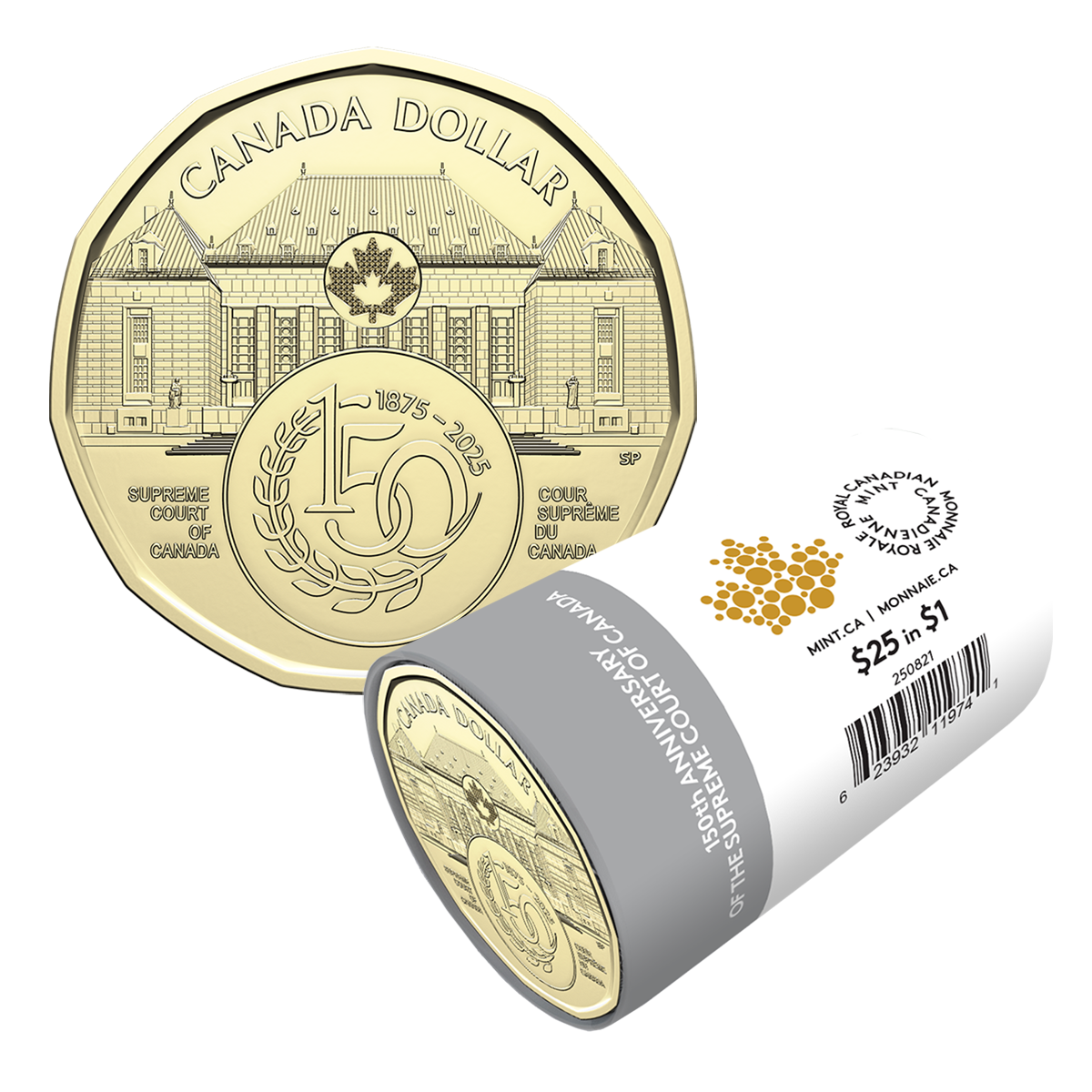 2025 $1 150th Anniversary of the Supreme Court of Canada Non-colourized Special Wrap Roll
