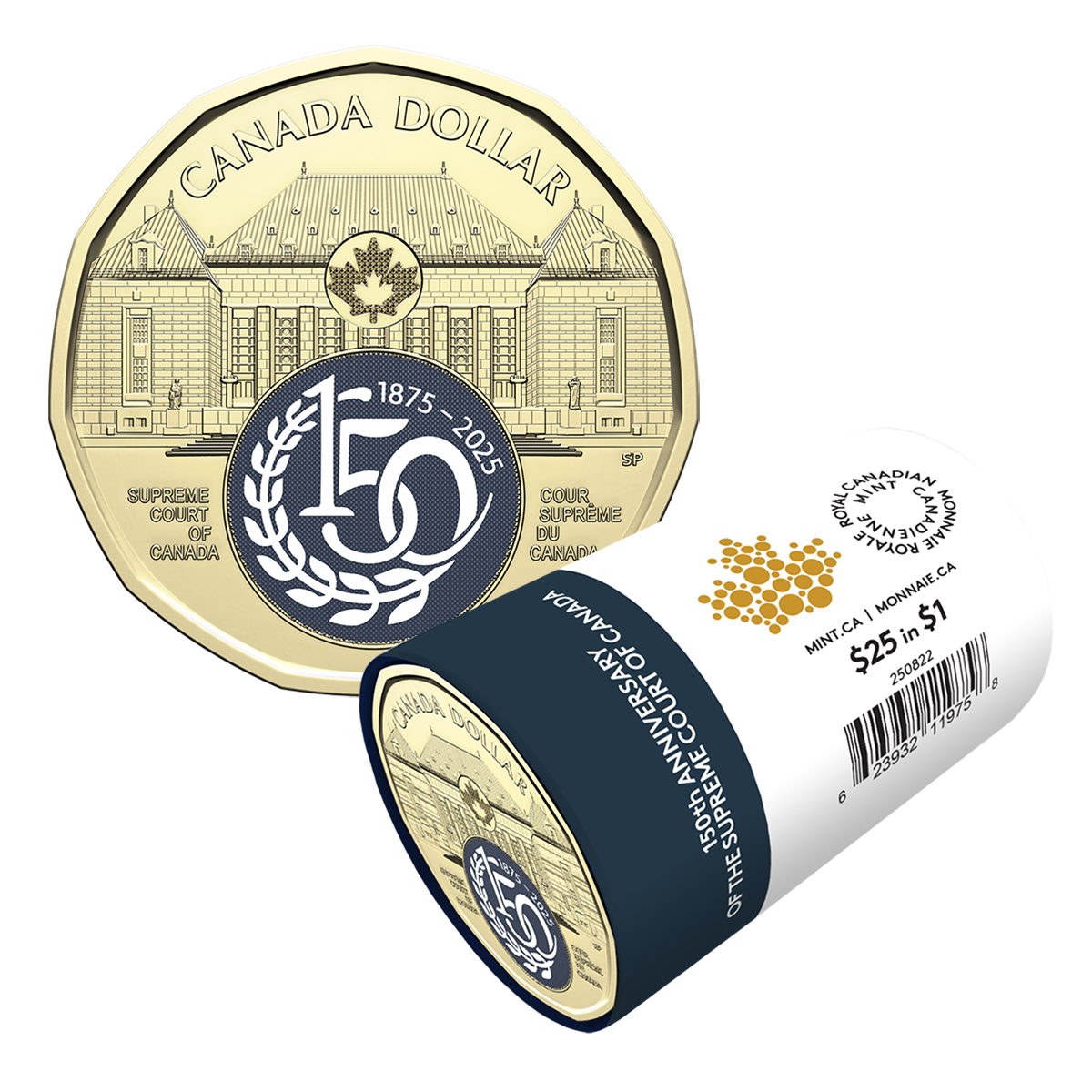2025 $1 150th Anniversary of the Supreme Court of Canada Colourized Special Wrap Roll
