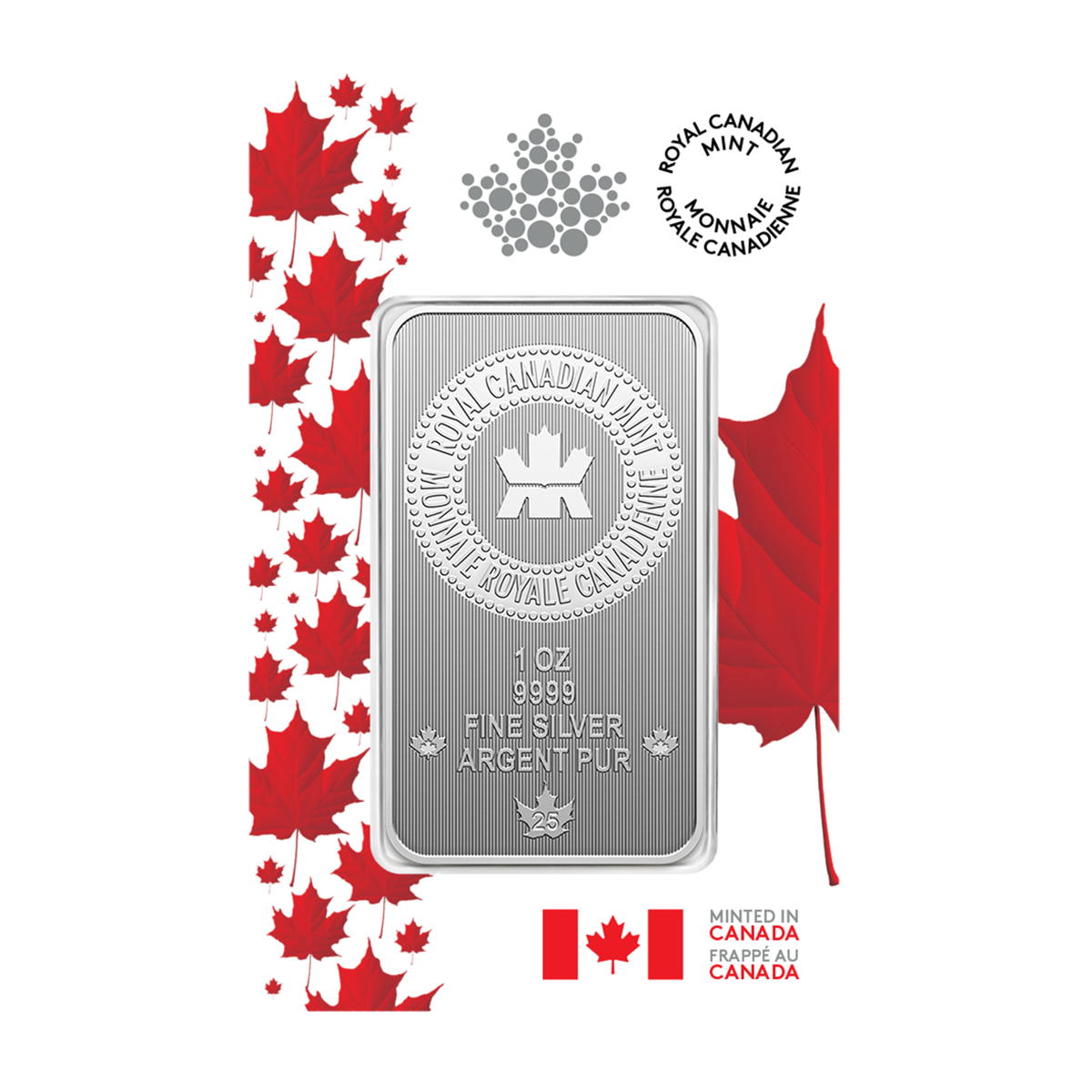 Pure Silver Bar in Proudly Canadian packaging - 1 oz. 99.99% Pure Silver 2025 (Premium Bullion)