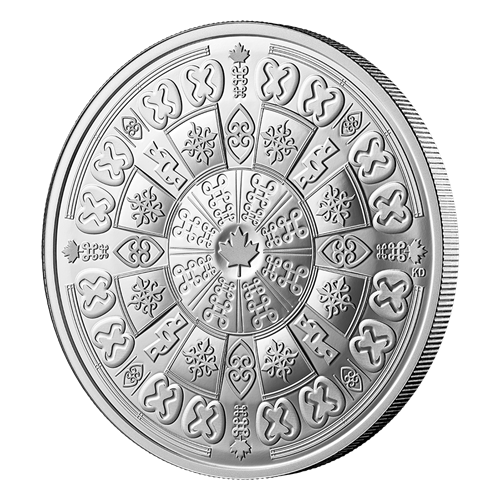 Angled reverse of silver coin