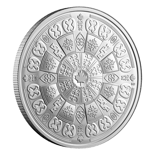 Angled reverse of silver coin