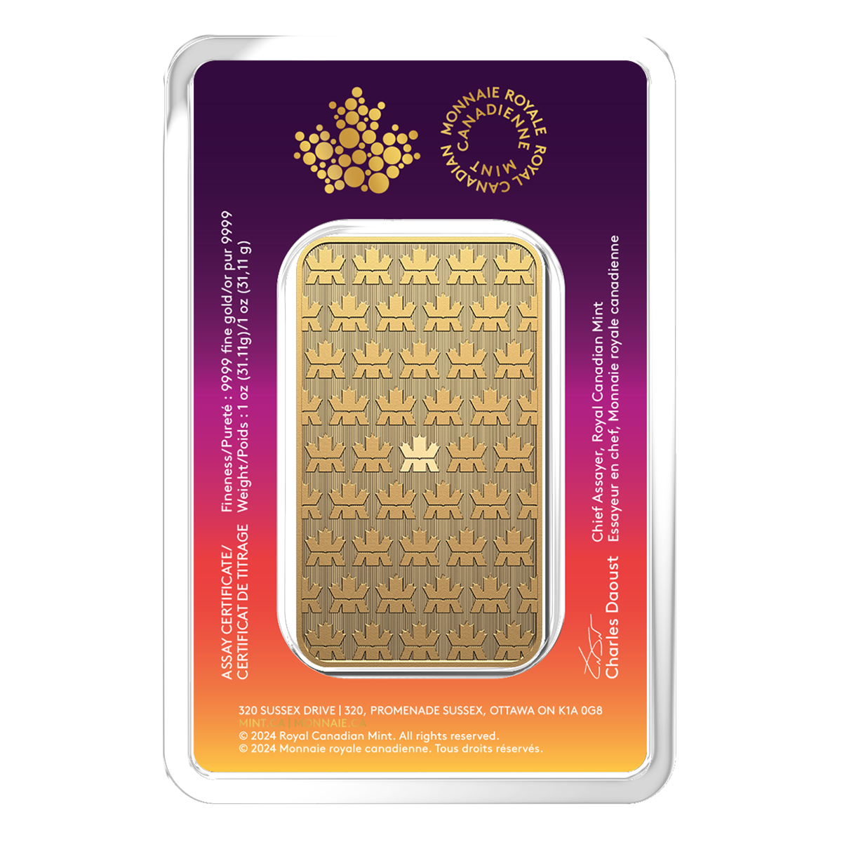 2024 1 oz. 99.99% Pure Gold Bar – Celebrate Diwali (Bullion)