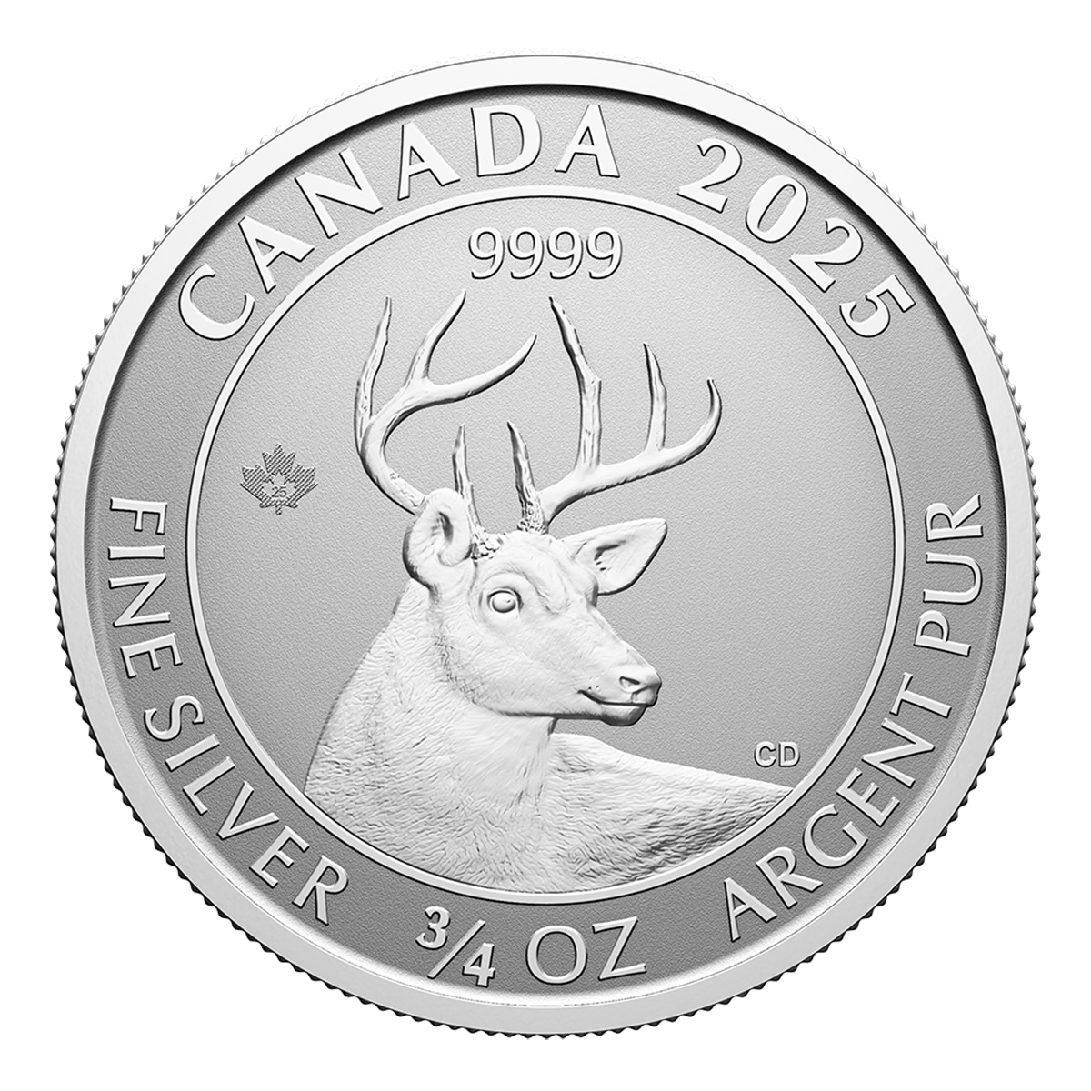 White-Tailed Deer - 2025 ¾ oz. 99.99% Pure Silver Coin (Bullion)