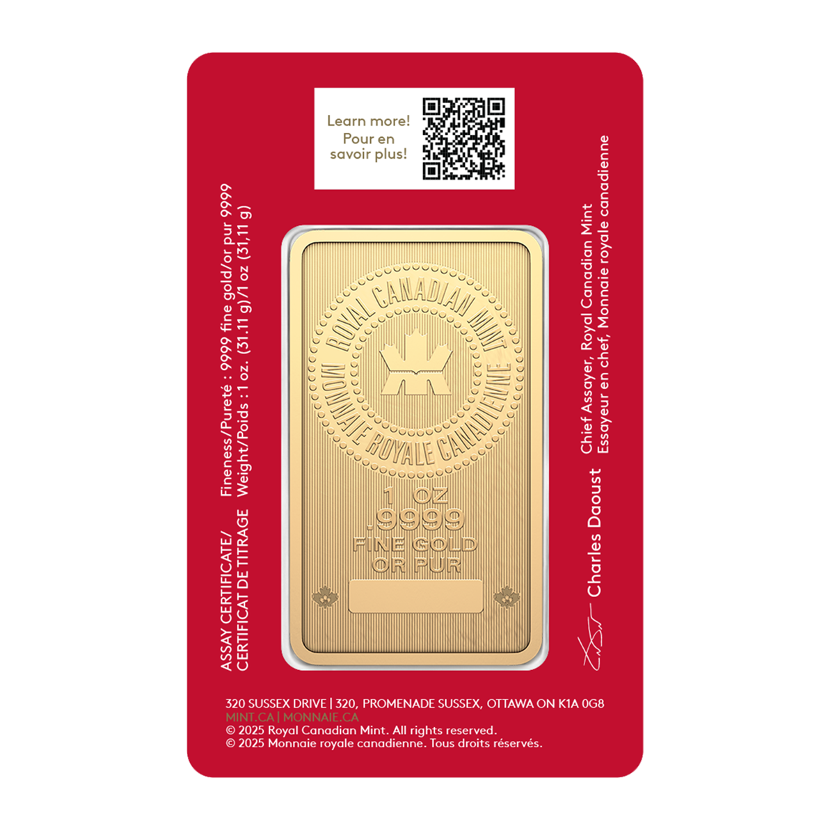 Lunar Year of the Horse - 2026 1 oz. 99.99% Pure Gold Bar (Bullion)