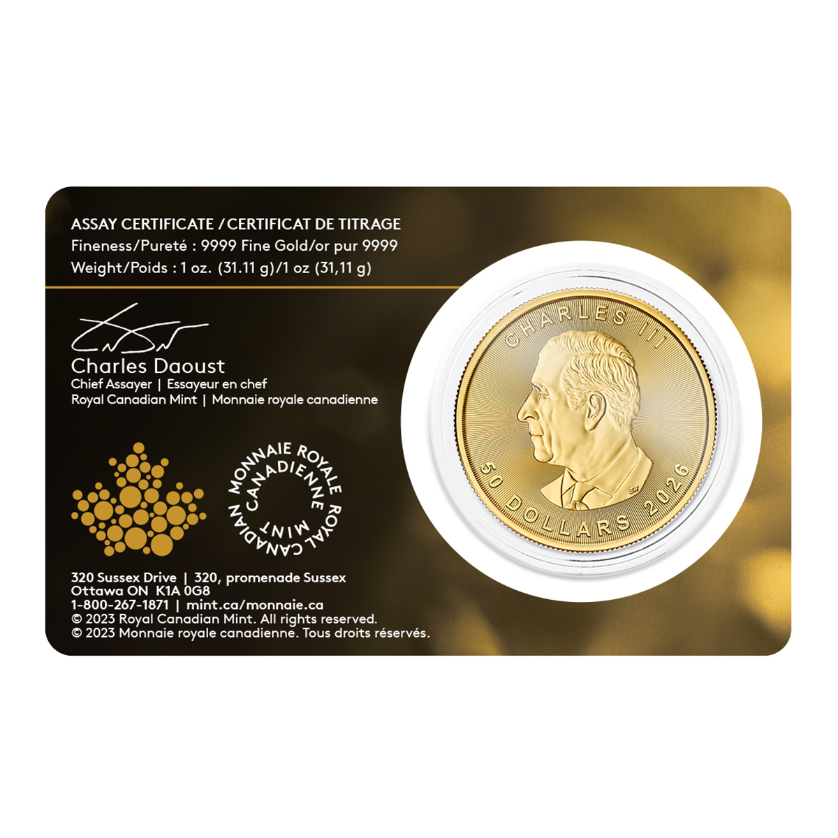 2026 GML in Protective Packaging -  1 oz. 99.99% Pure Gold Coin (Bullion)